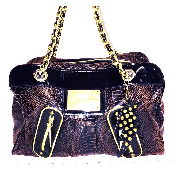 Betsey Johnson Handbags - Betsey Johnson Brown & Black Snake Skin Style Bag